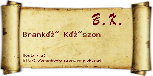Brankó Kászon névjegykártya